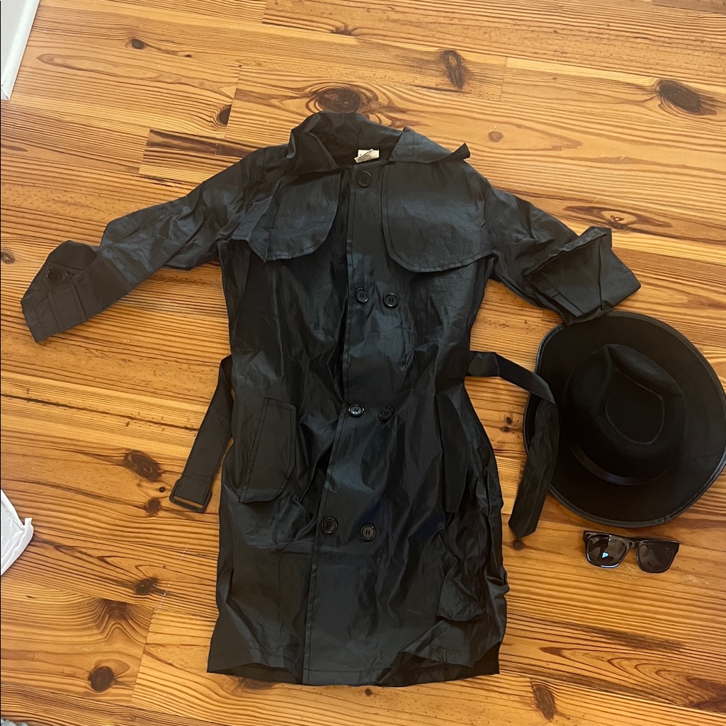 Kids Spy Agent Black Trench Coat Costume